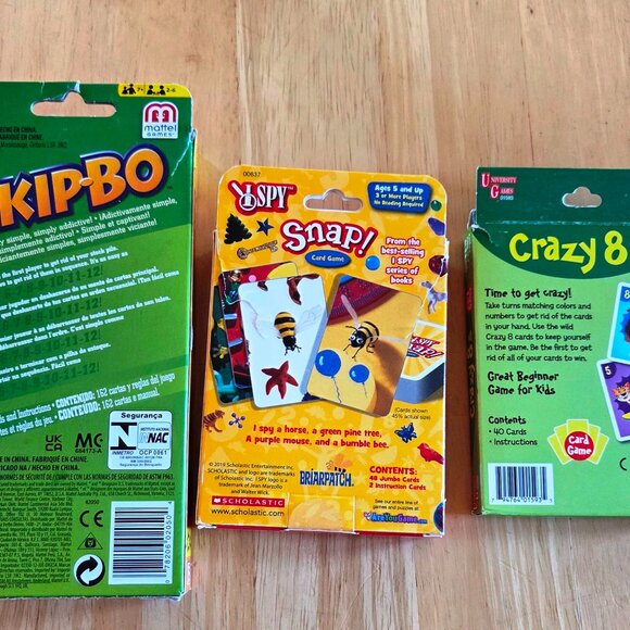 3 Sets Of  Playing Cards for Kids: Snap, Crazy Eight, Skip.Bo (291) - Picture 2 of 2